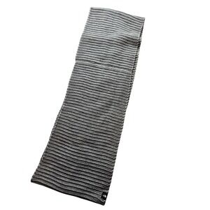 The North Face Womens Gray White Striped Ribbed Knit Winter Scarf One Size